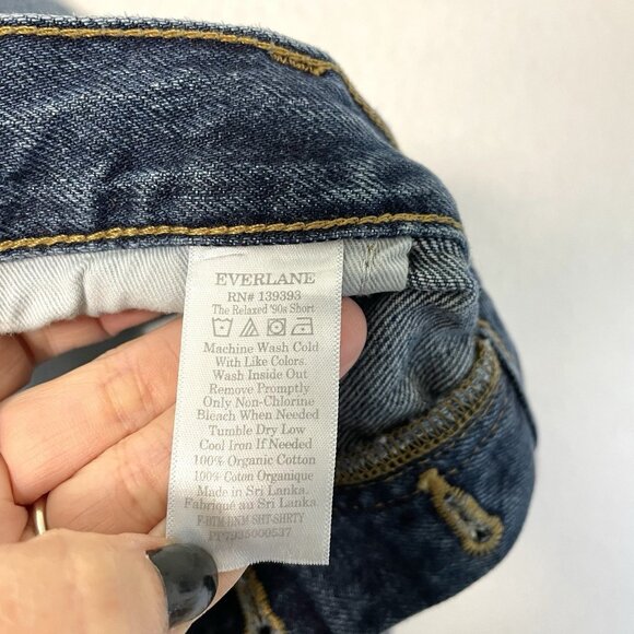 Everlane Relaxed 90s Cut Off Jean Shorts Distressed Organic Cotton size 32 - Picture 6 of 6